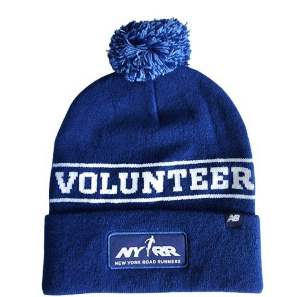 New Balance Blue and White VOLUNTEER Knit Pom-Pom Hat